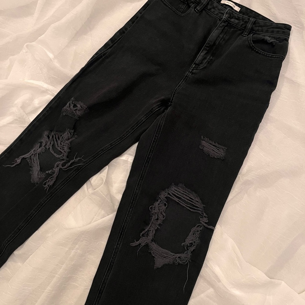 PacSun Black Distressed Straight Leg Jeans